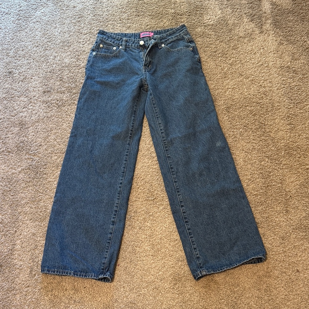 Edikted Dark Blue Wide Leg Jeans